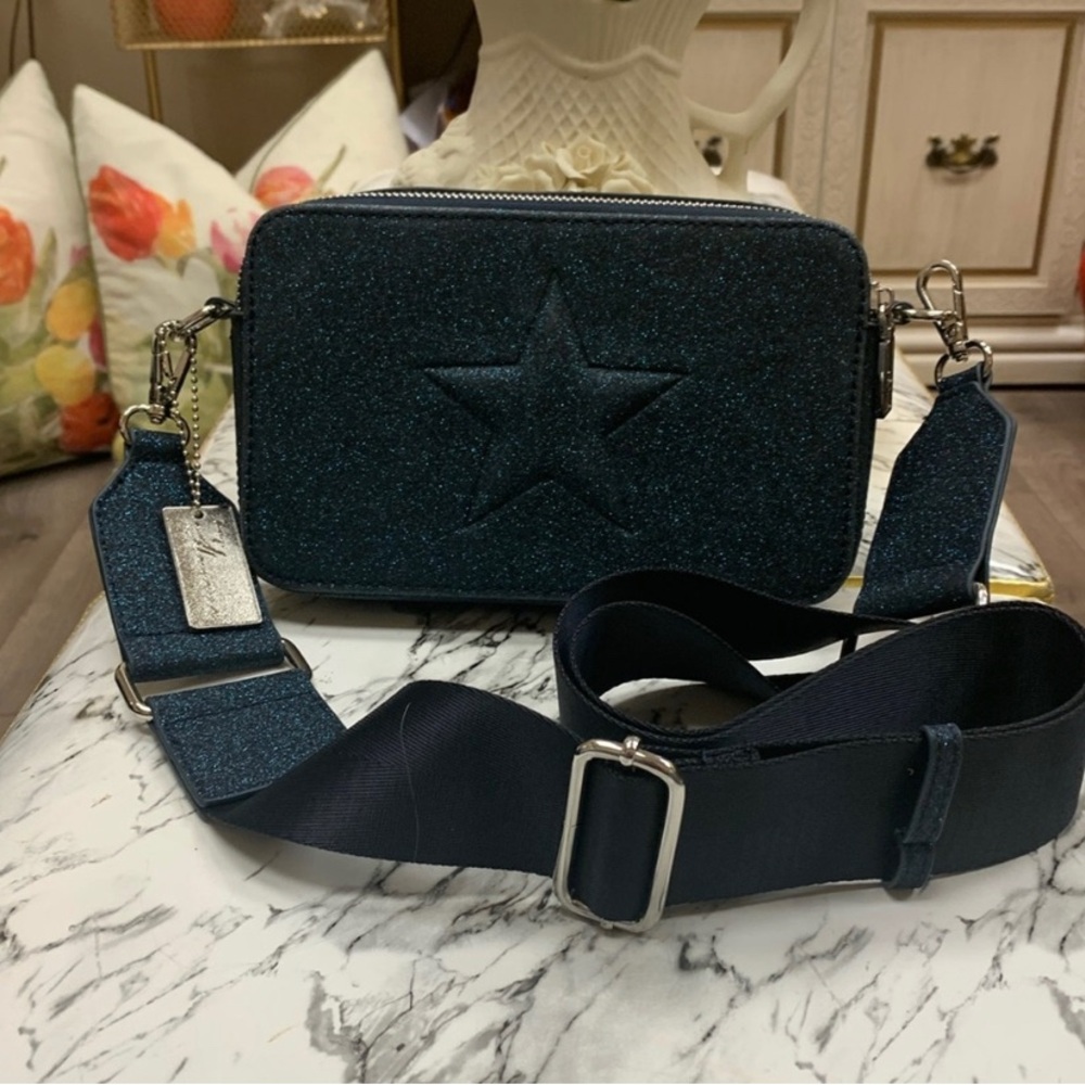 Vintage Havana Lavender Navy Blue Glitter Cross Body